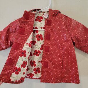 Gymboree Rain Jacket 12-18 Month Red White Floral Polka Dot